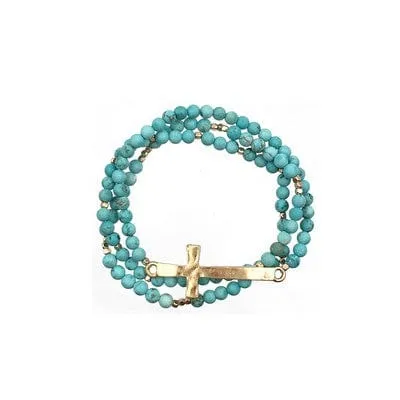 Cross Multi Strand Stone Bracelet