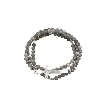 Cross Multi Strand Stone Bracelet