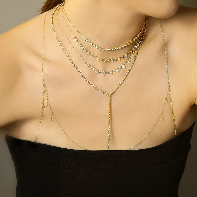 Crown Prong Diamond Tennis Y Necklace