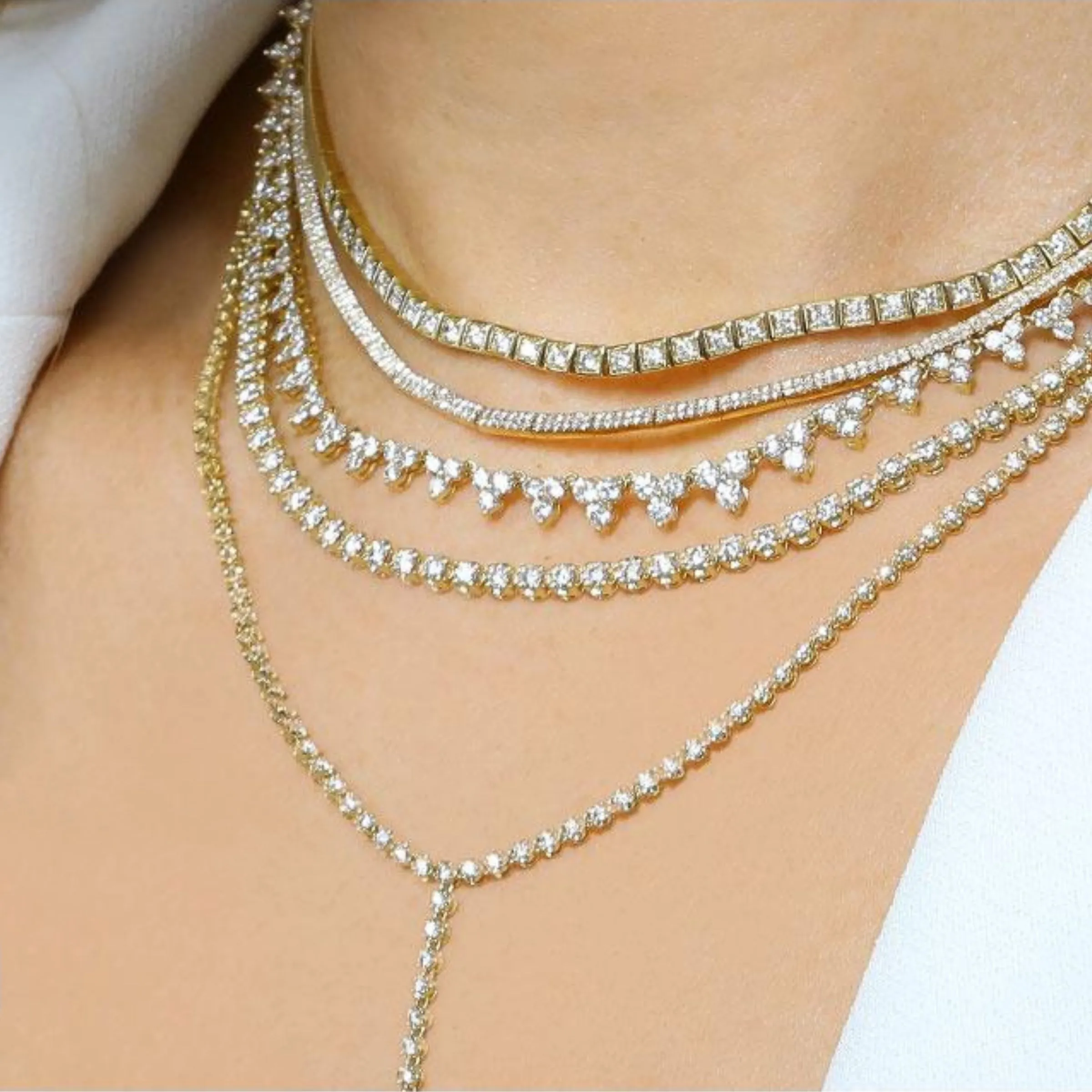 Crown Prong Diamond Tennis Y Necklace