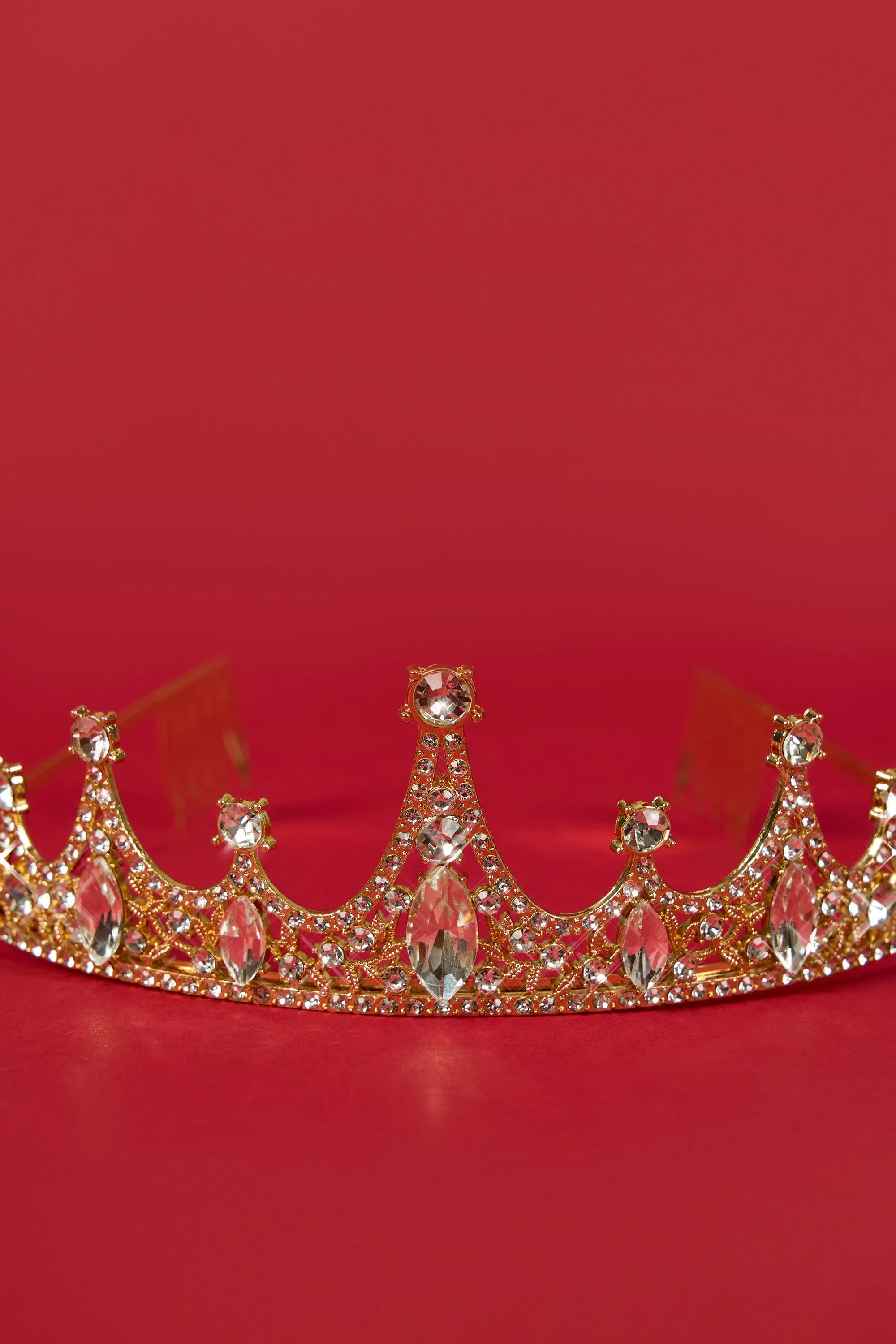 Crystal-Embellished Tiara in Gold Tone