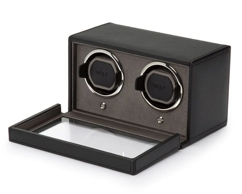Cub Double Watch Winder With Cover (Black)