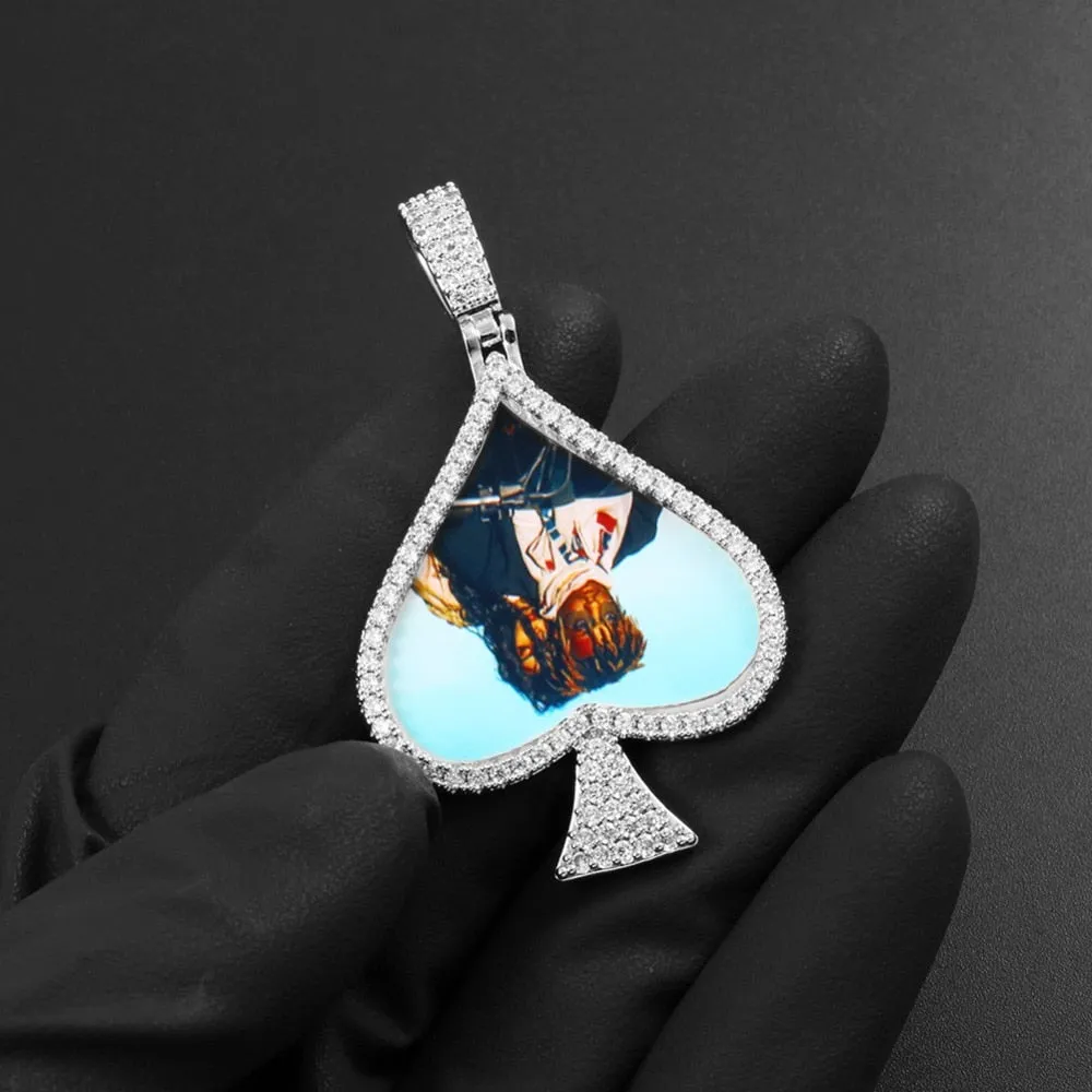 Custom Photo Medallions Necklace - Spades Shape Medallions Necklace