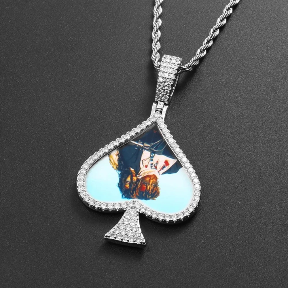 Custom Photo Medallions Necklace - Spades Shape Medallions Necklace
