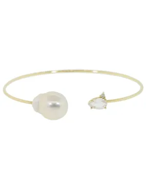 Diamond and Pearl Open Cuff