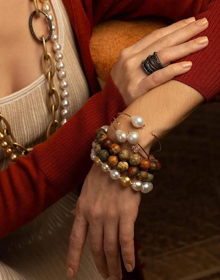 Diamond and Pearl Open Cuff