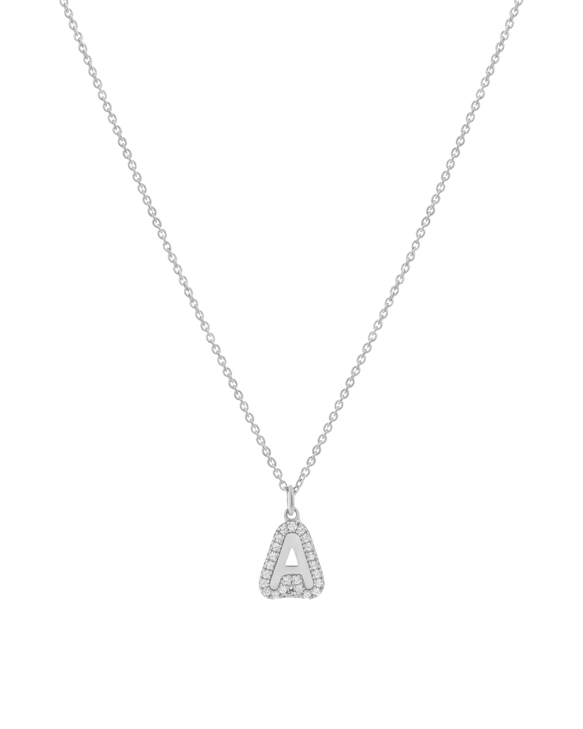 Diamond Bubble Initial Necklace - 14K Rose Gold