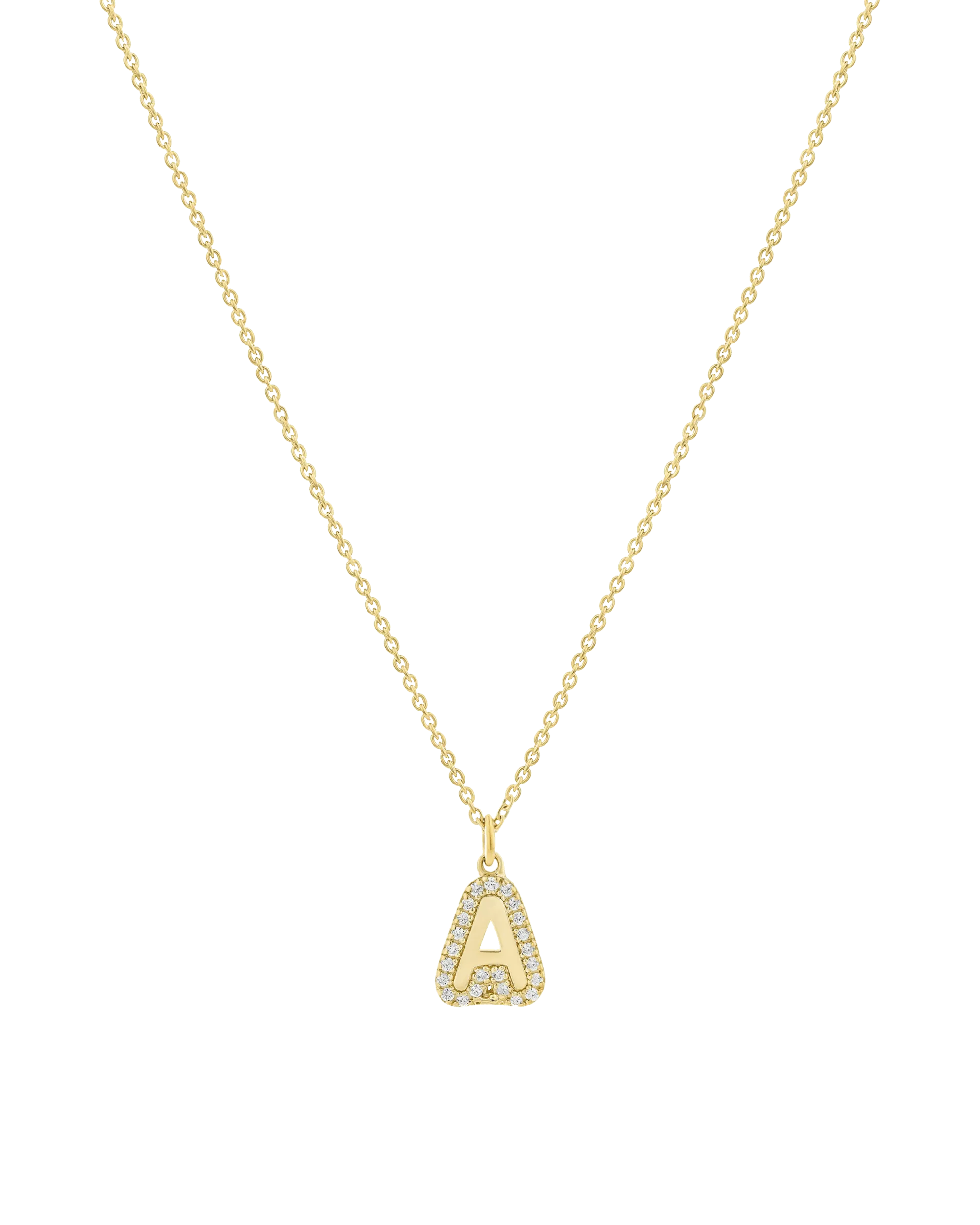 Diamond Bubble Initial Necklace - 14K Rose Gold