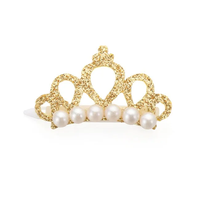 Doggie- Kitty- Crowns-Small Dogs or Cat Faux Pearl or Rhinestone Tiara- Pet Bows-Hair Clips