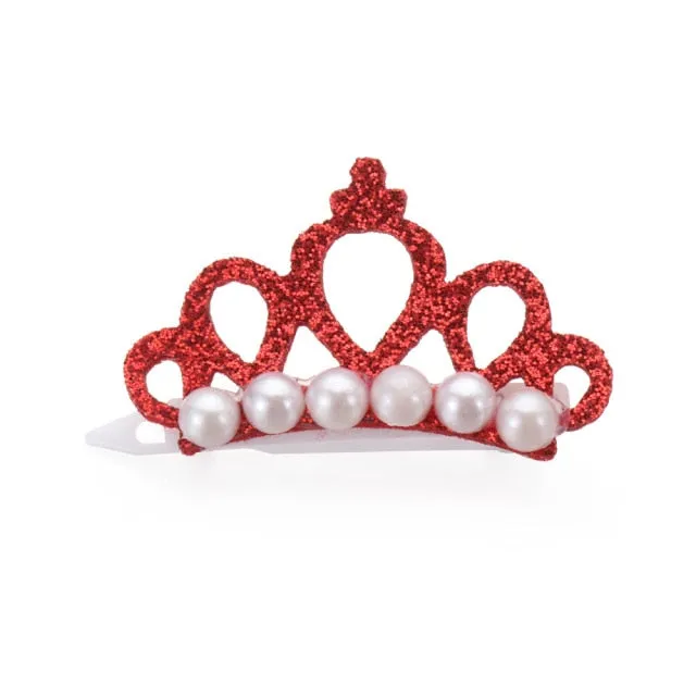 Doggie- Kitty- Crowns-Small Dogs or Cat Faux Pearl or Rhinestone Tiara- Pet Bows-Hair Clips
