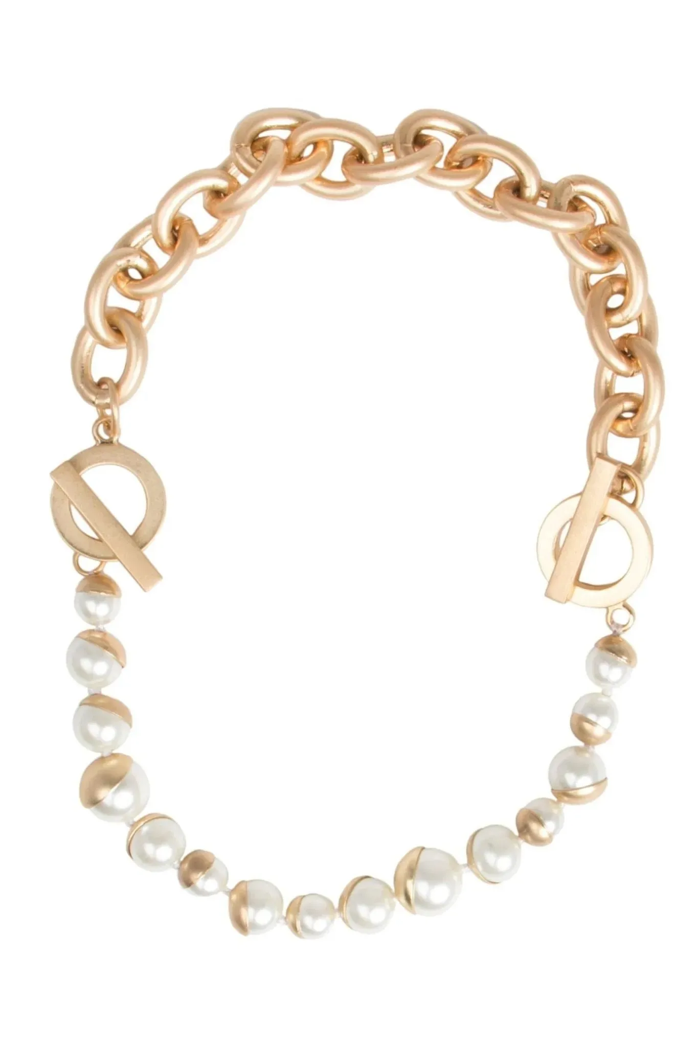 Double Gold Chain Pearl Bracelet