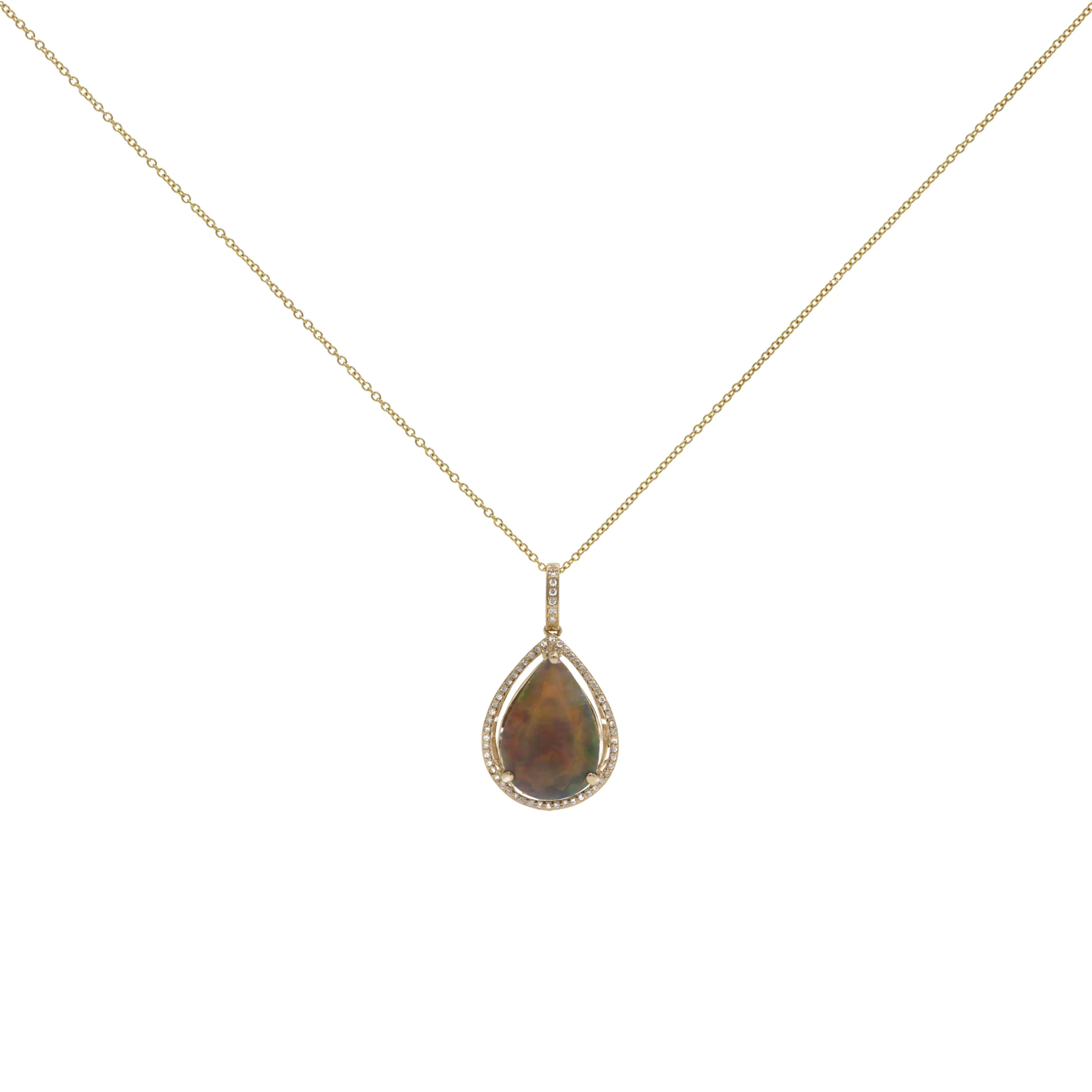 Earthbound Teardrop Opal & Diamond Necklace