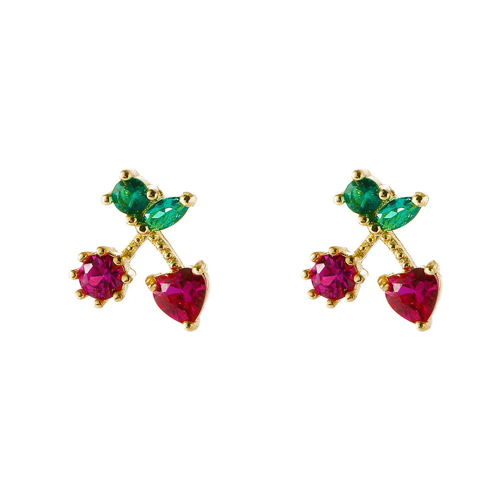 European And American Cute Tropical Fruit Sea Animal Zircon Earrings