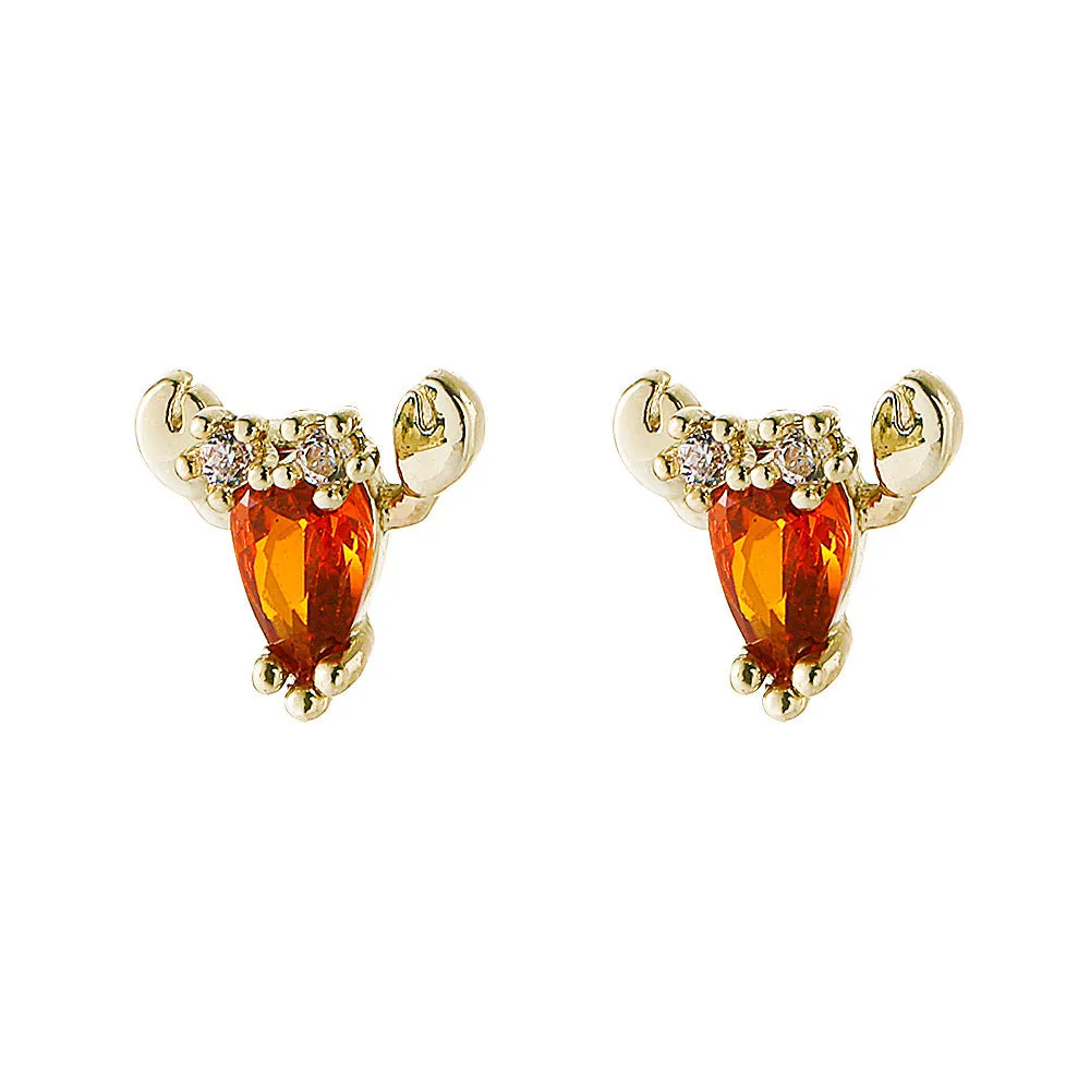 European And American Cute Tropical Fruit Sea Animal Zircon Earrings