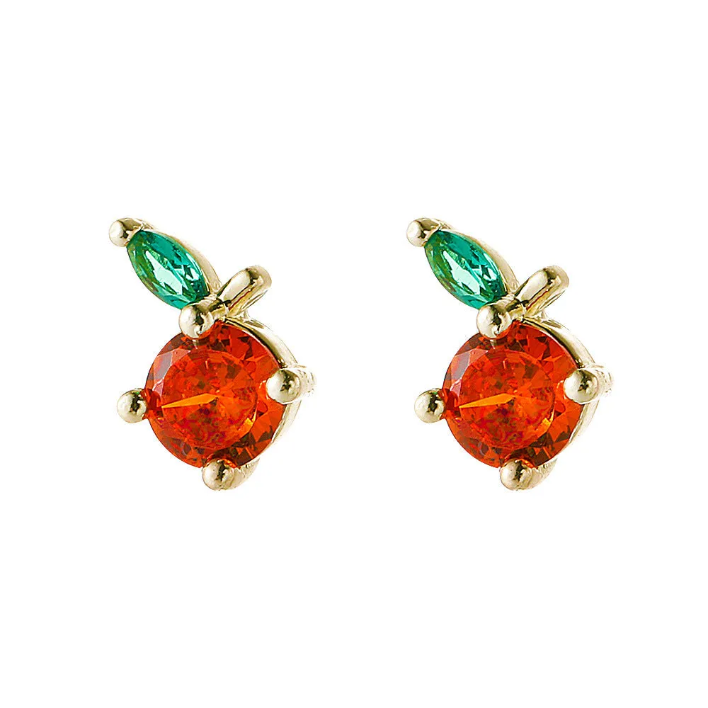 European And American Cute Tropical Fruit Sea Animal Zircon Earrings