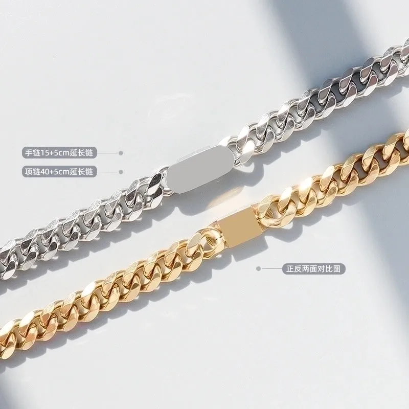Exaggerated Golden Chain Necklace Bracelet