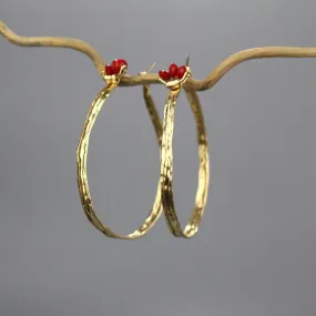 Extra Large Carnelian Hoop Earrings