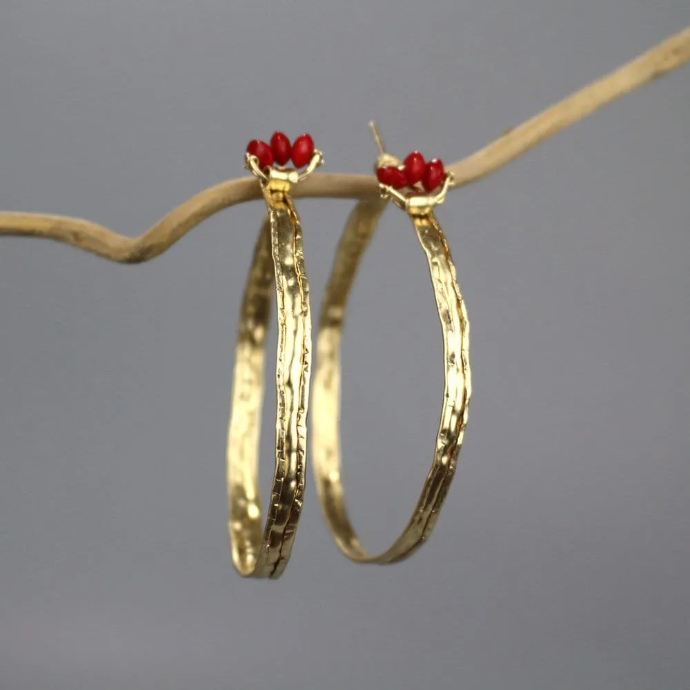 Extra Large Carnelian Hoop Earrings