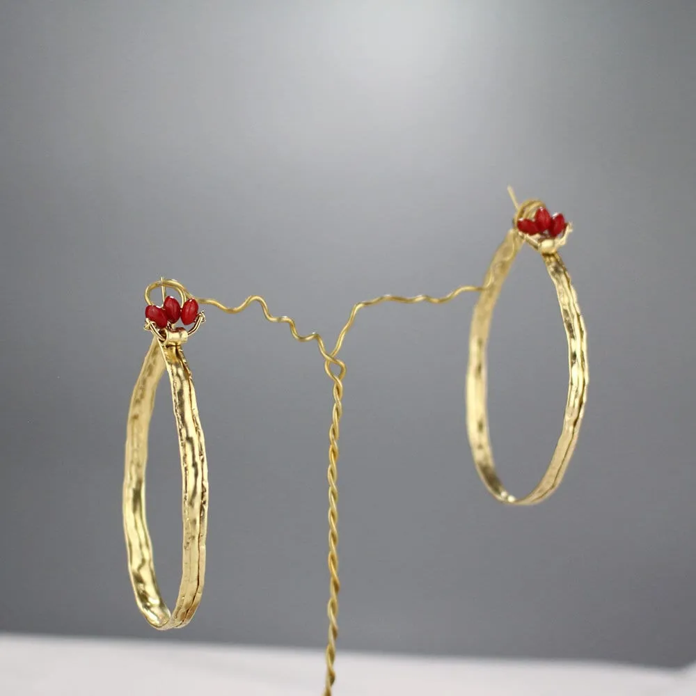 Extra Large Carnelian Hoop Earrings