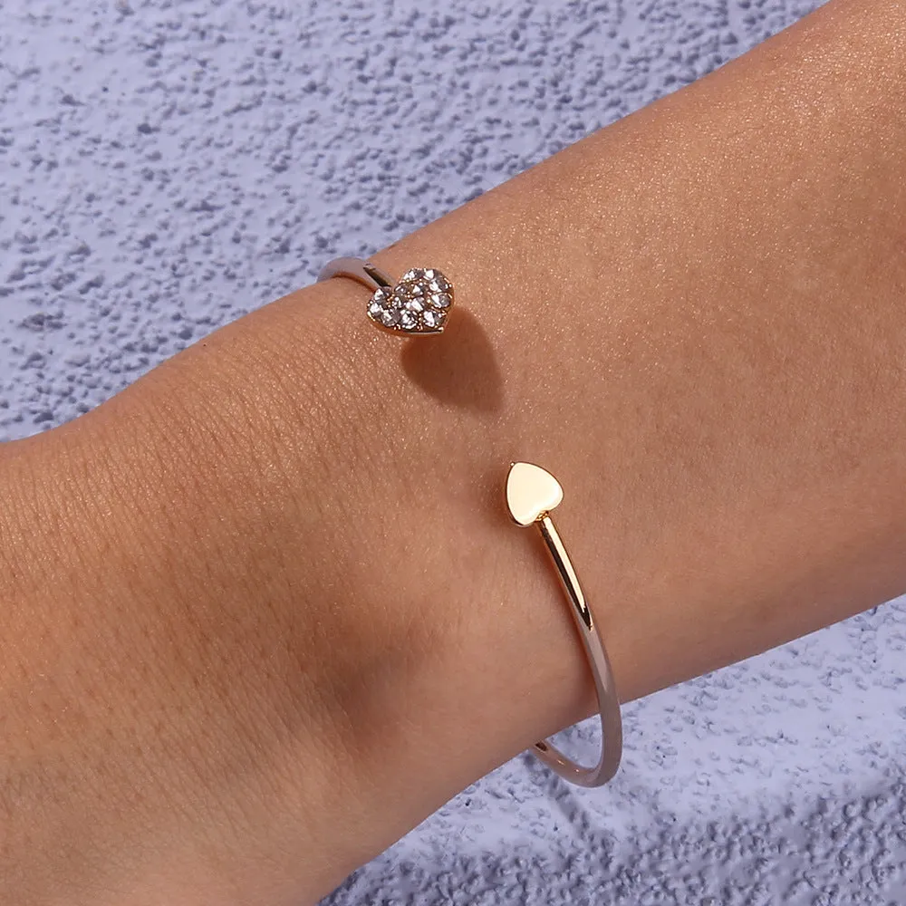 Fashion Simple Heart-Shaped Bracelet Personality Geometric Diamond Hand Jewelry