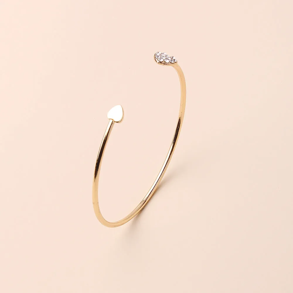 Fashion Simple Heart-Shaped Bracelet Personality Geometric Diamond Hand Jewelry