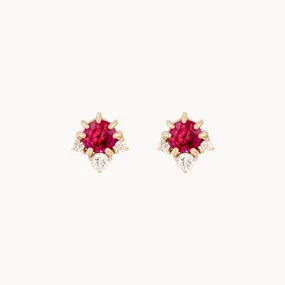 full moon glow diamond ruby earring - 14k yellow gold, ruby, diamonds