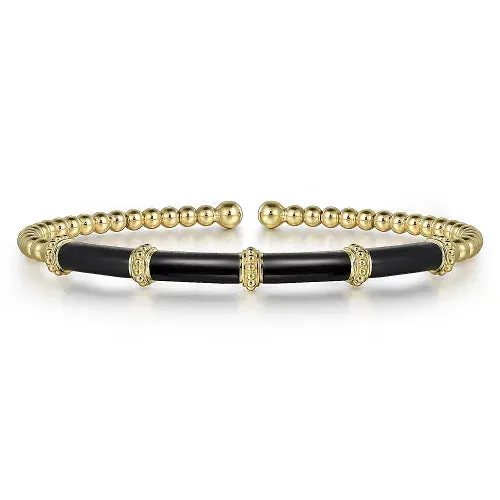 Gabriel & Co. ‘Bujukan’ Bead and Black Enamel Cuff Bracelet