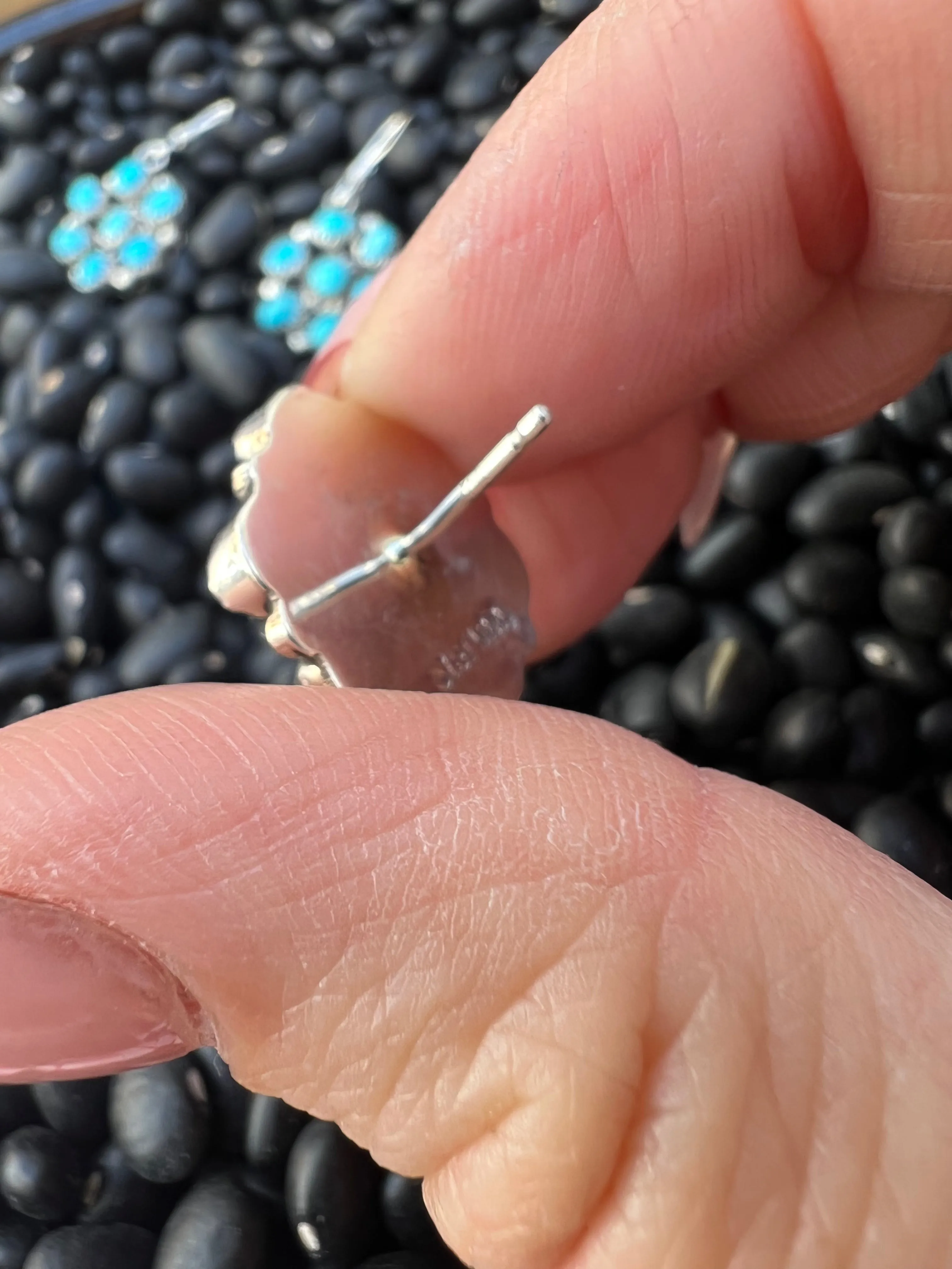 Genuine Turquoise Cluster Earrings