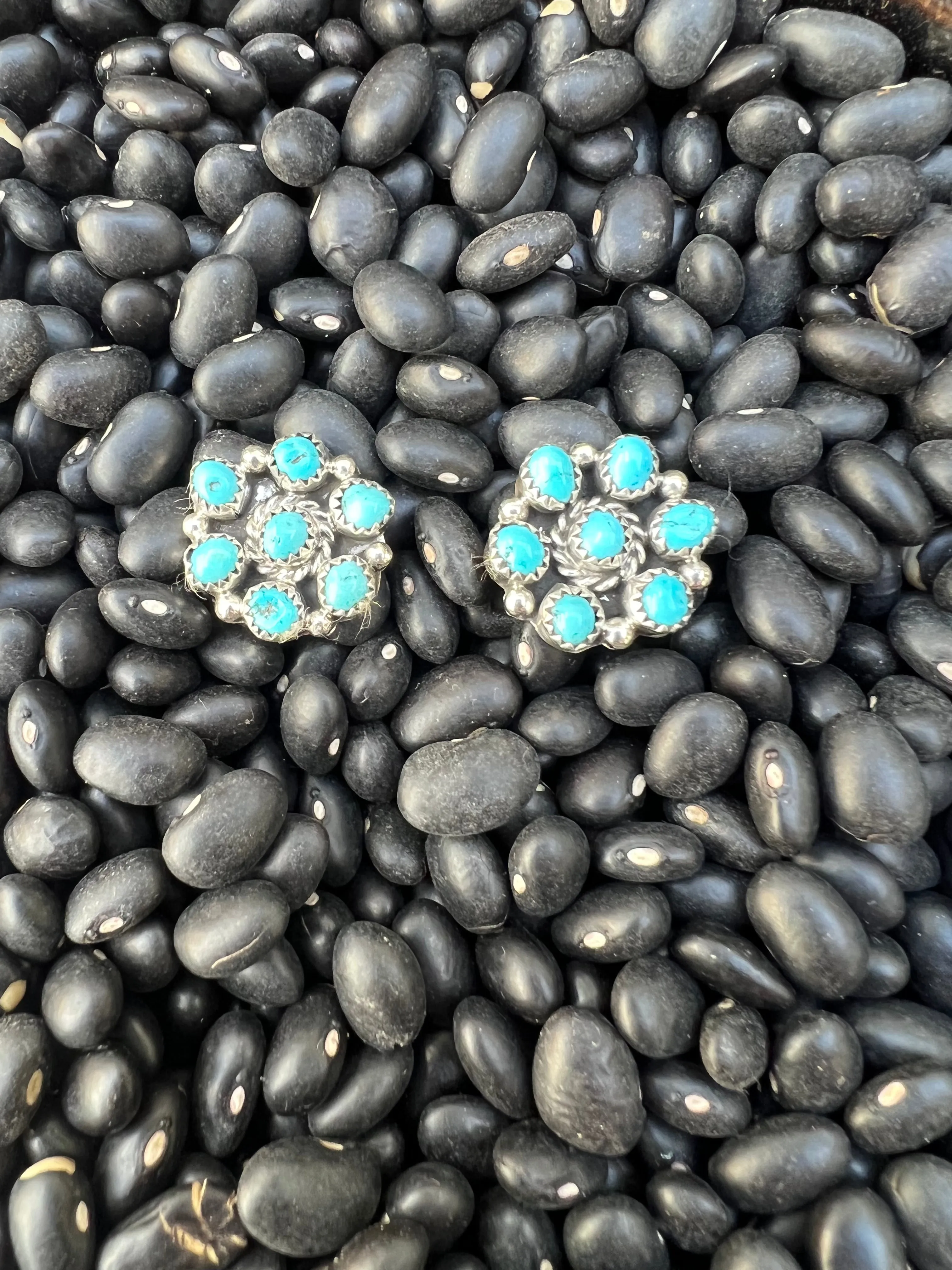 Genuine Turquoise Cluster Earrings