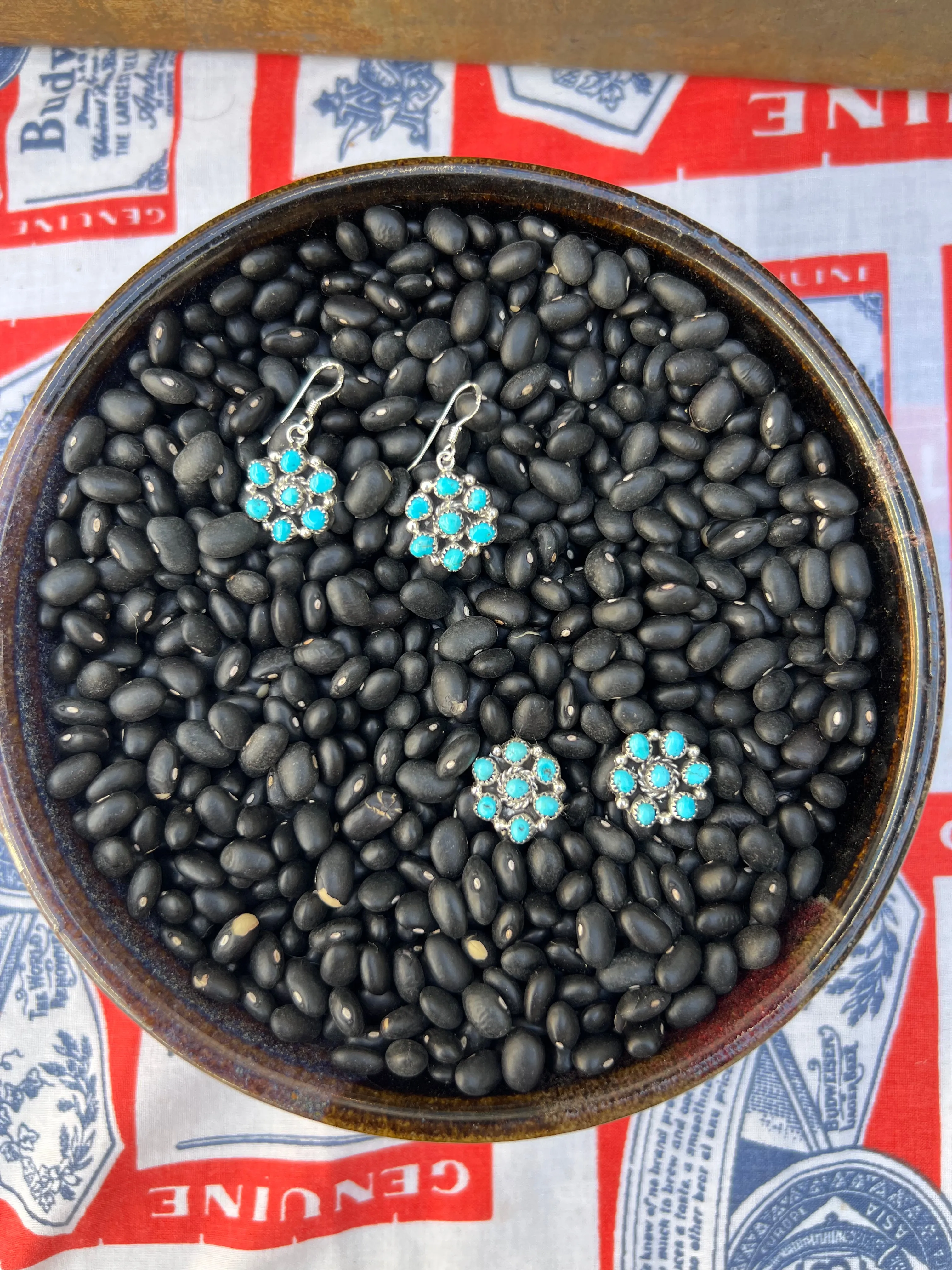 Genuine Turquoise Cluster Earrings