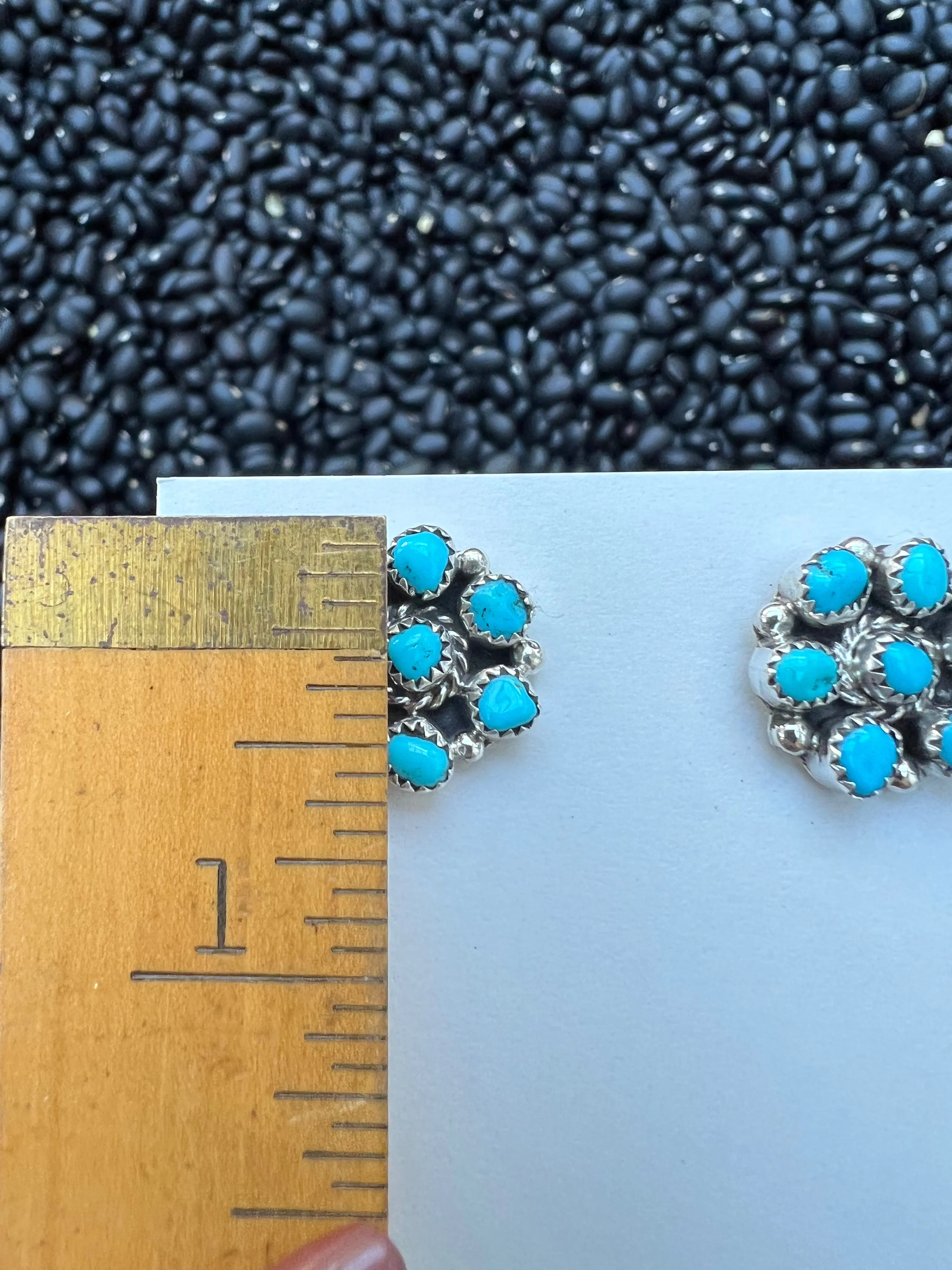Genuine Turquoise Cluster Earrings