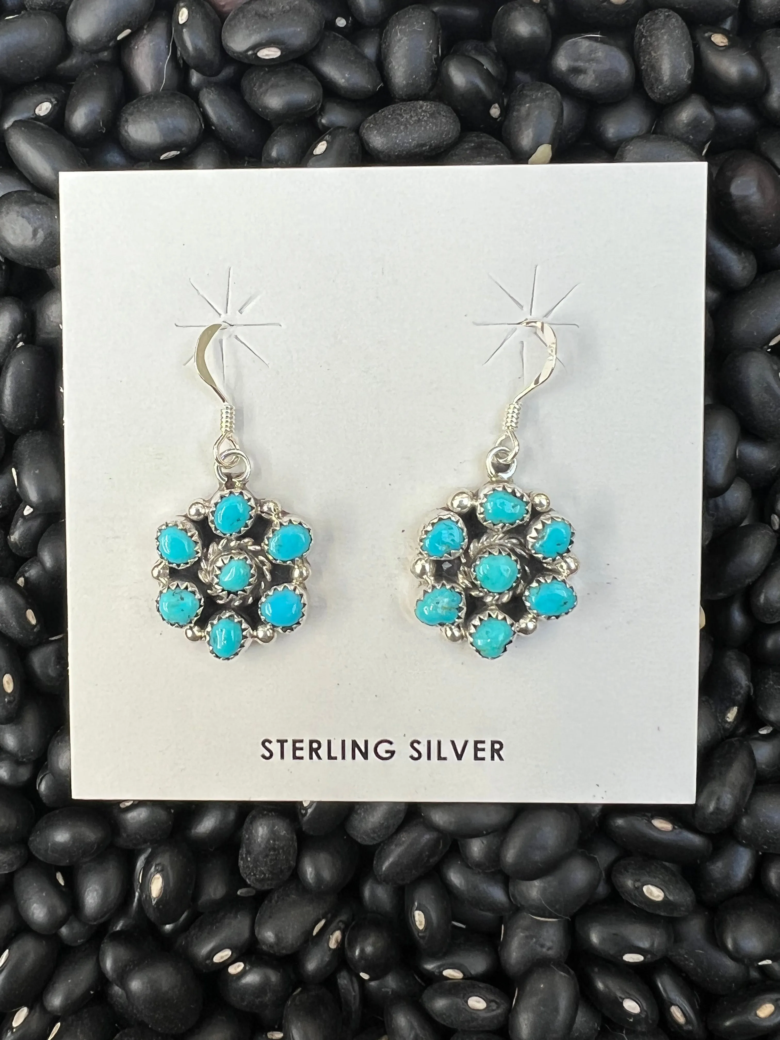 Genuine Turquoise Cluster Earrings