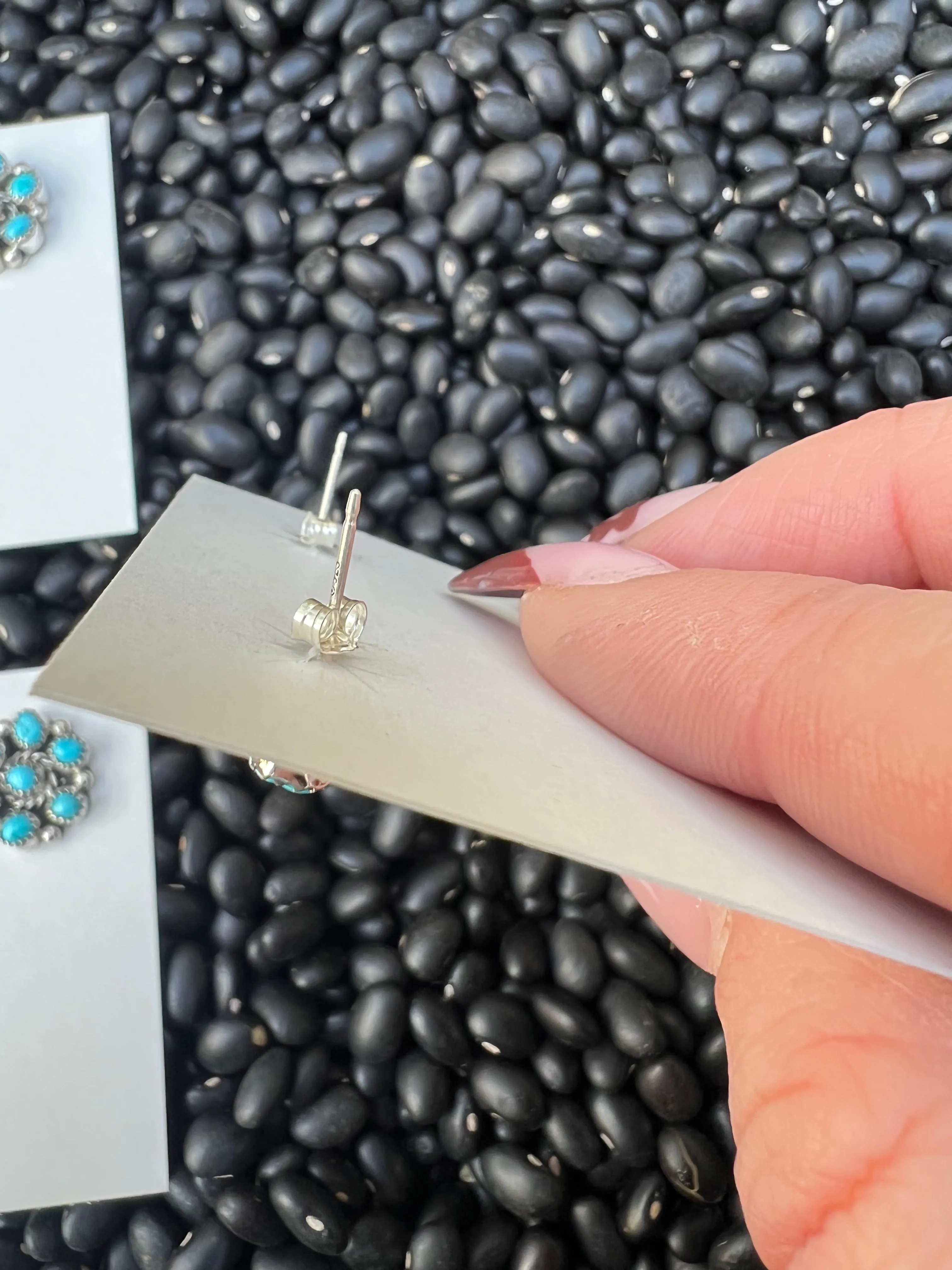 Genuine Turquoise Cluster Earrings