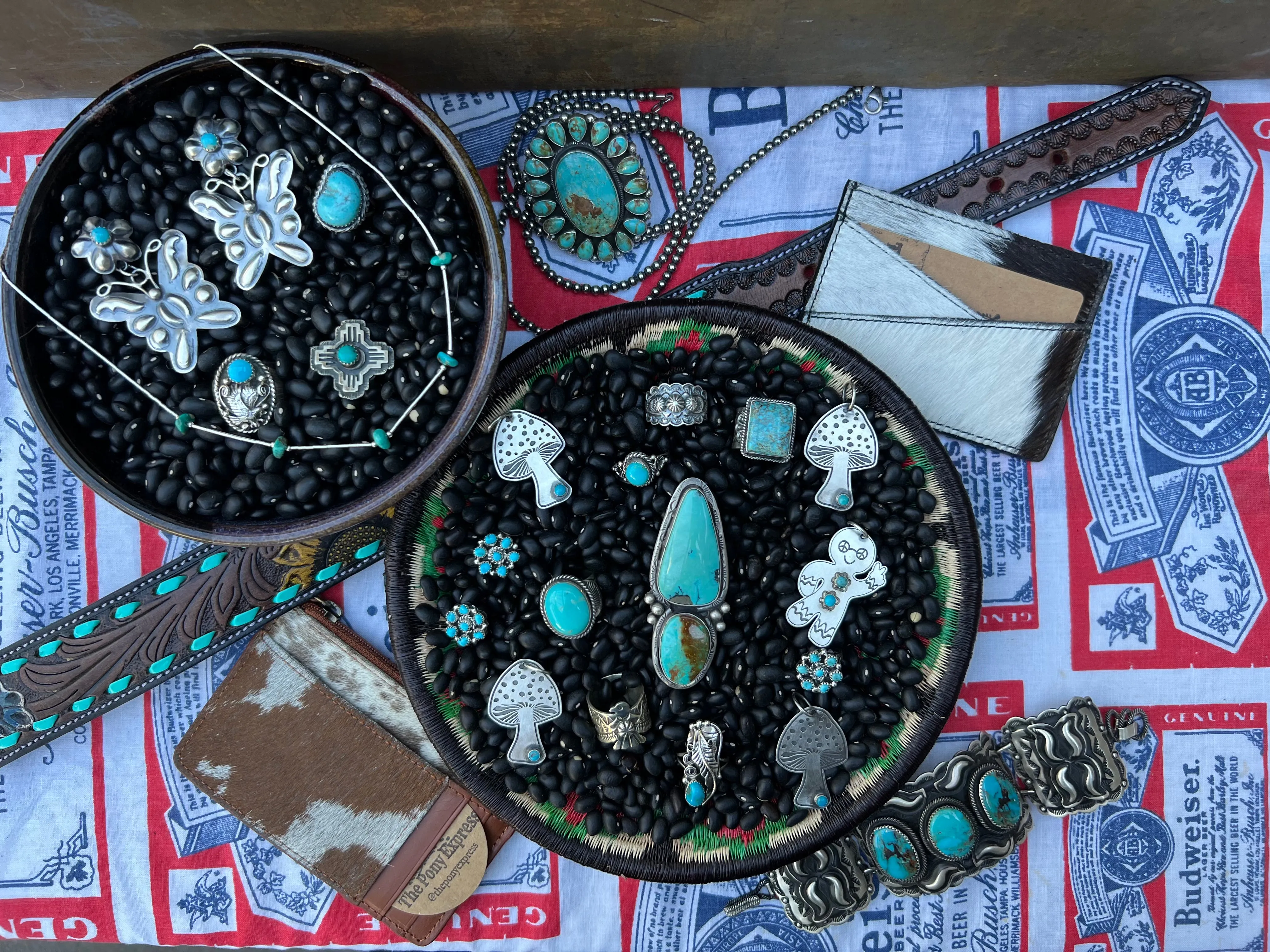 Genuine Turquoise Cluster Earrings