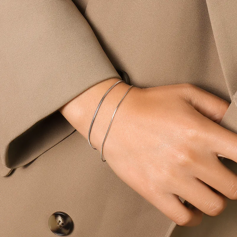 Golden Double-Layer Blade Chain Bracelet by Planderful - Versatile Titanium Steel Jewelry