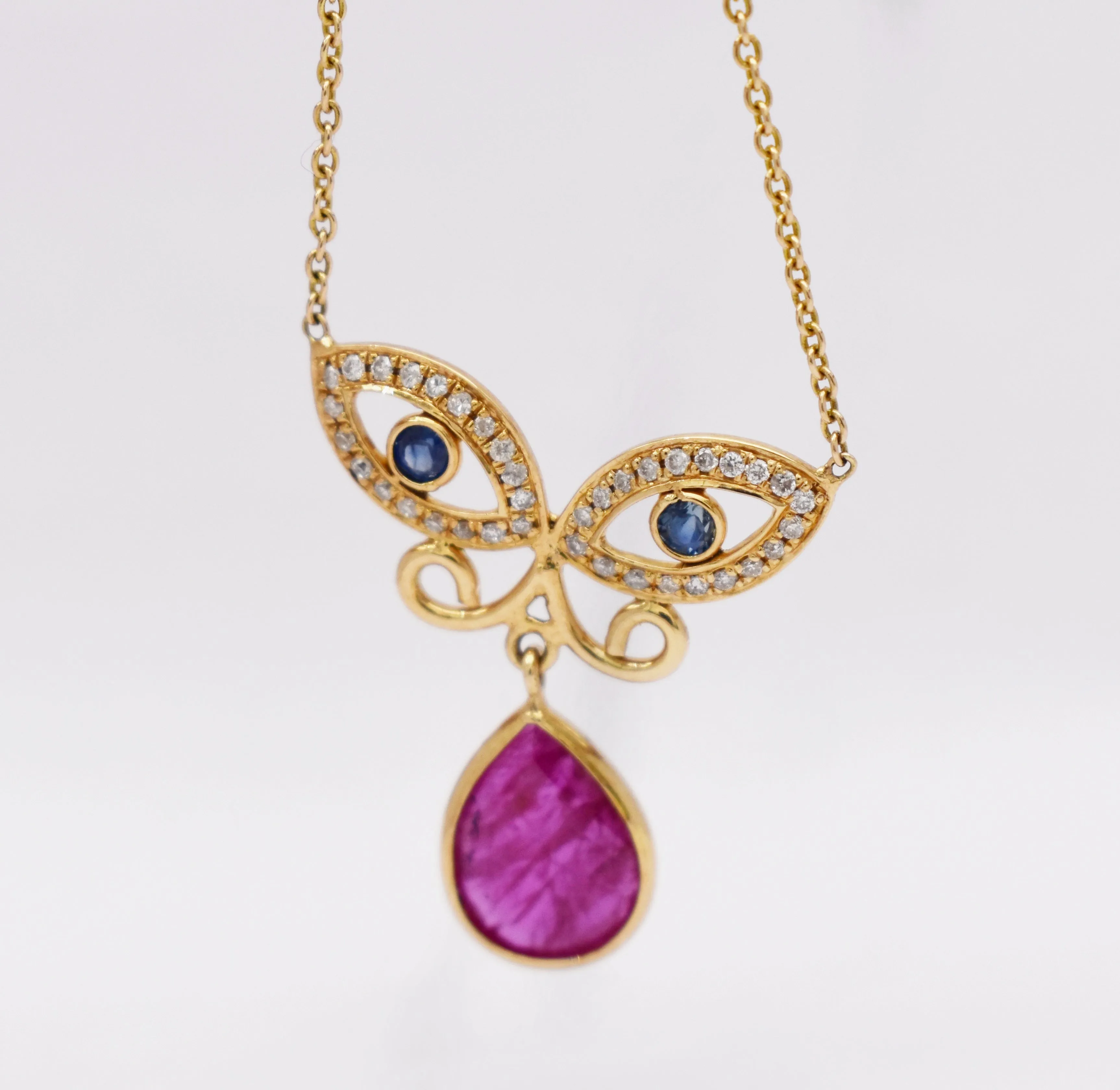 Gorgeous Natural Ruby Evil Eye Necklace