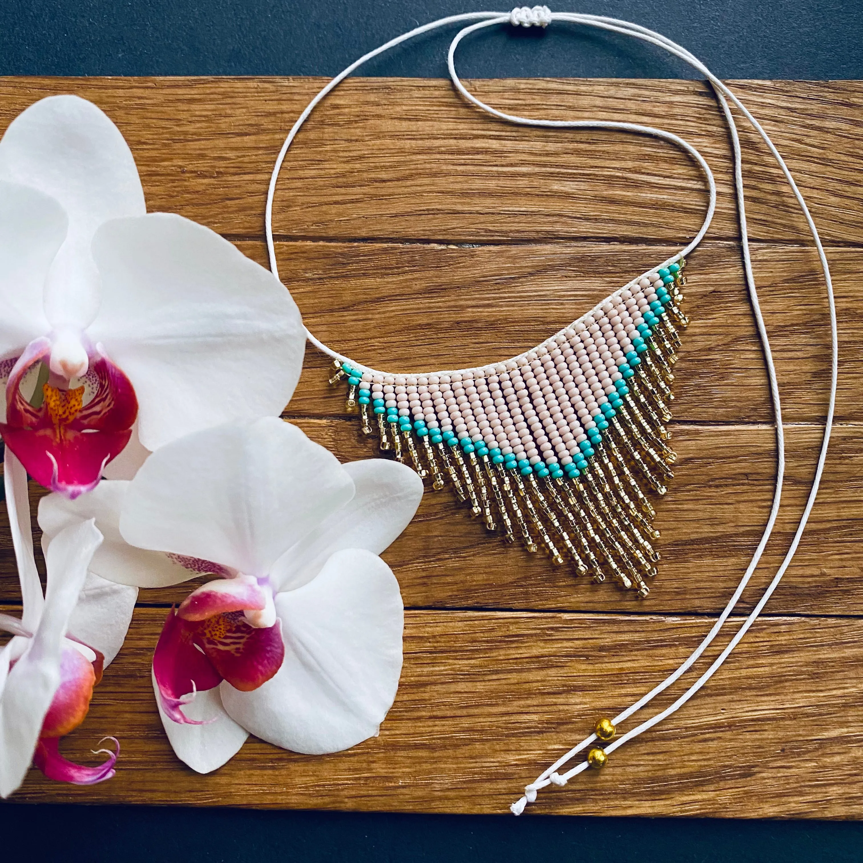 Handmade Seed Beaded Fringe Choker Necklace for Women