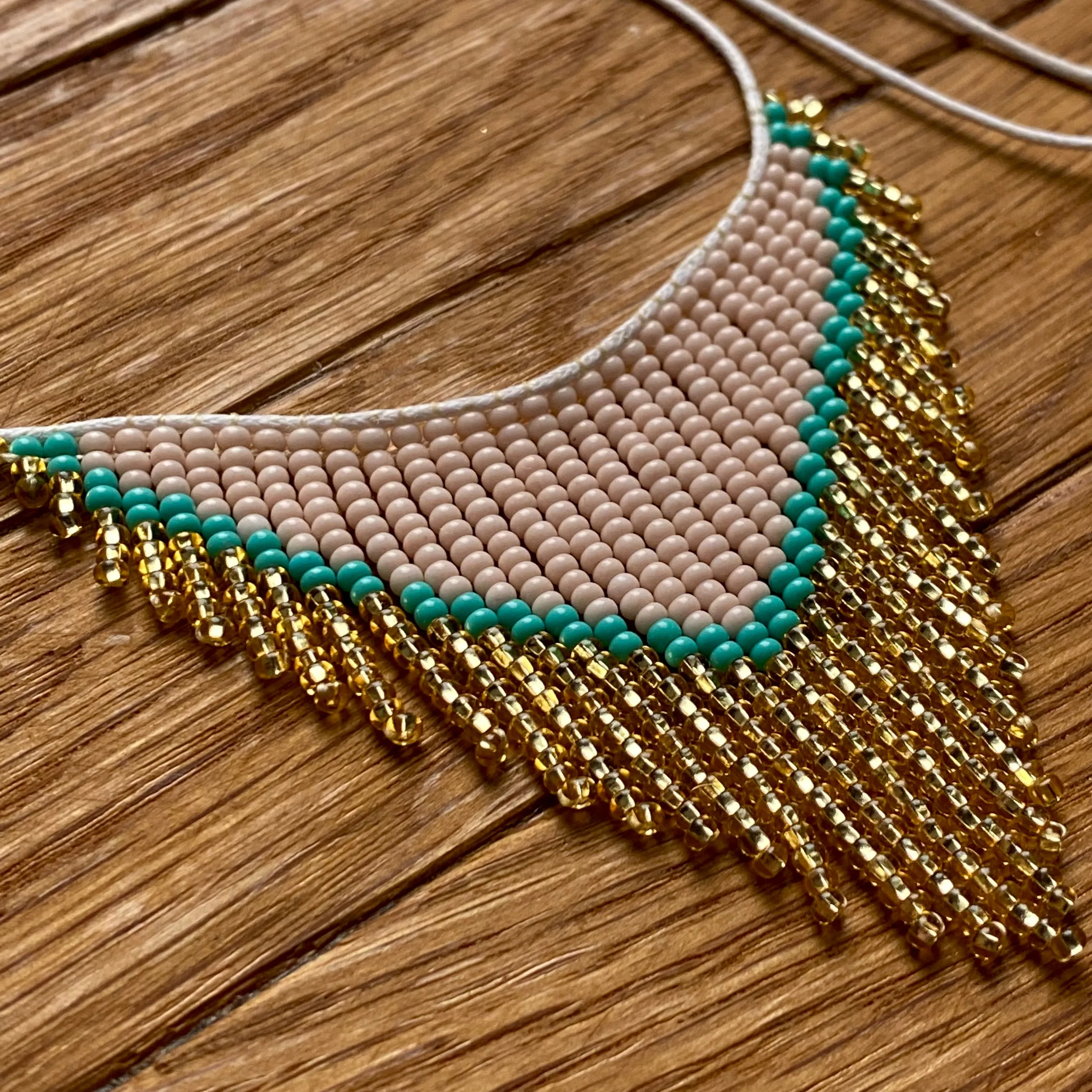 Handmade Seed Beaded Fringe Choker Necklace for Women