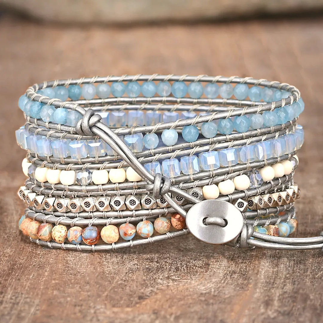 Healing Aura Blue Topaz Wrap Bracelet