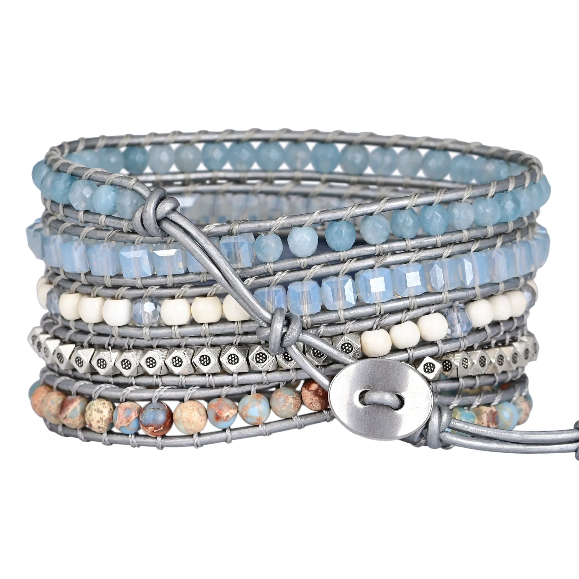 Healing Aura Blue Topaz Wrap Bracelet