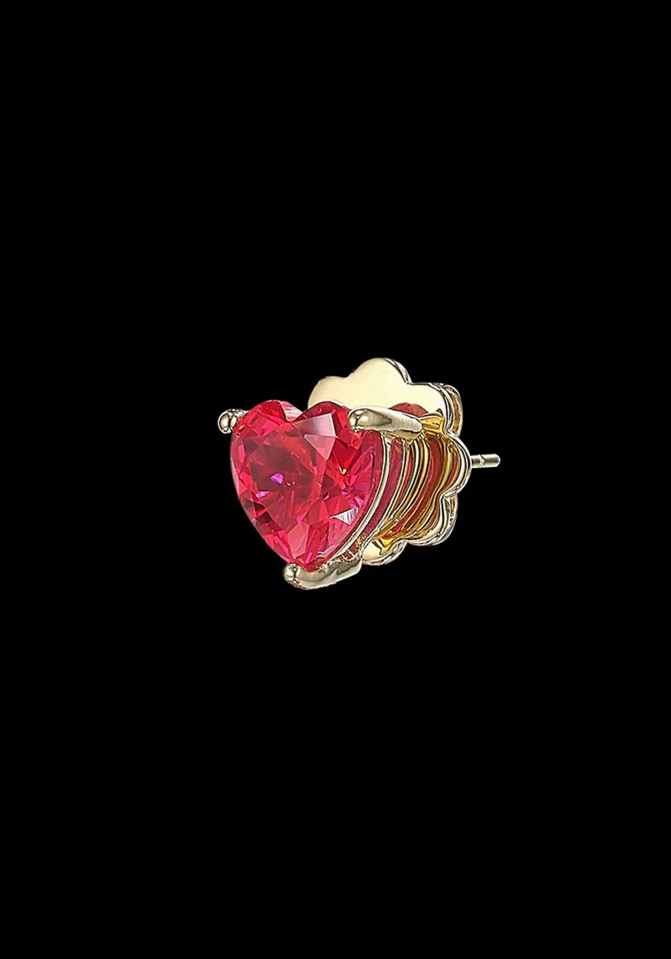 Heart, 18K Yellow Gold   Ruby Studs