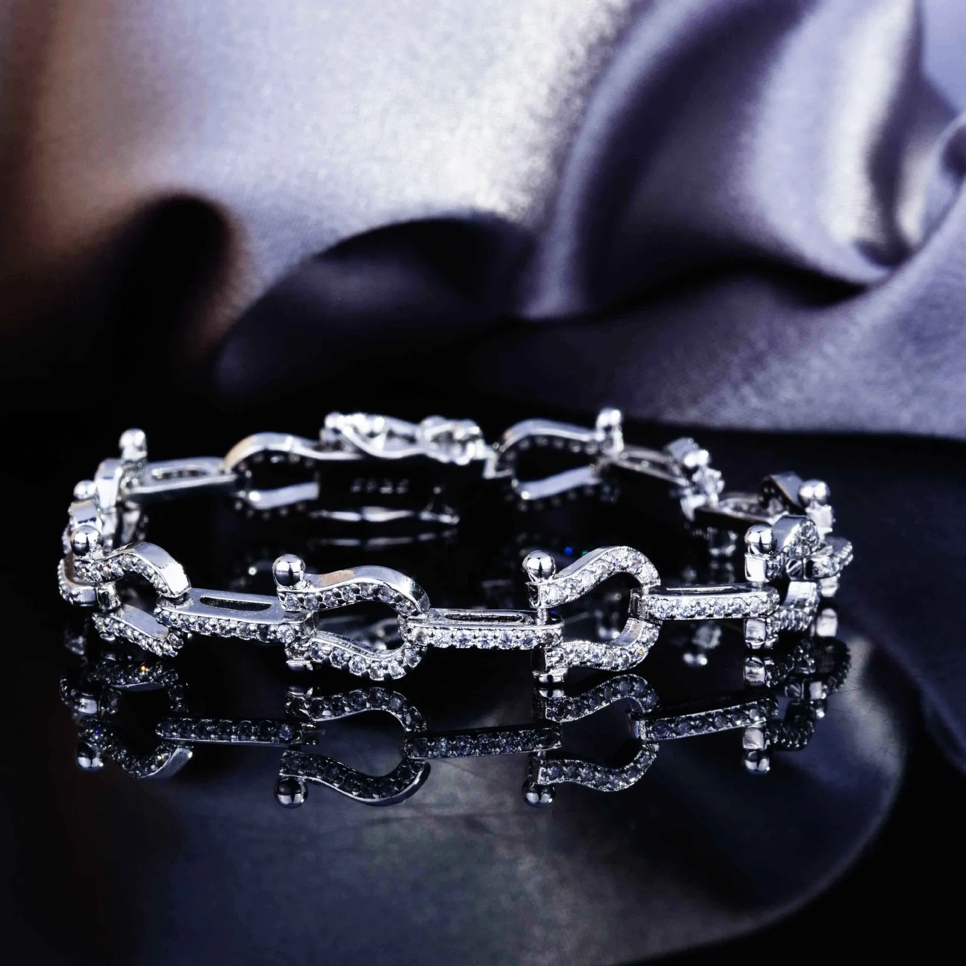 Horseshoe Diamond Stackable Buckle Bracelet