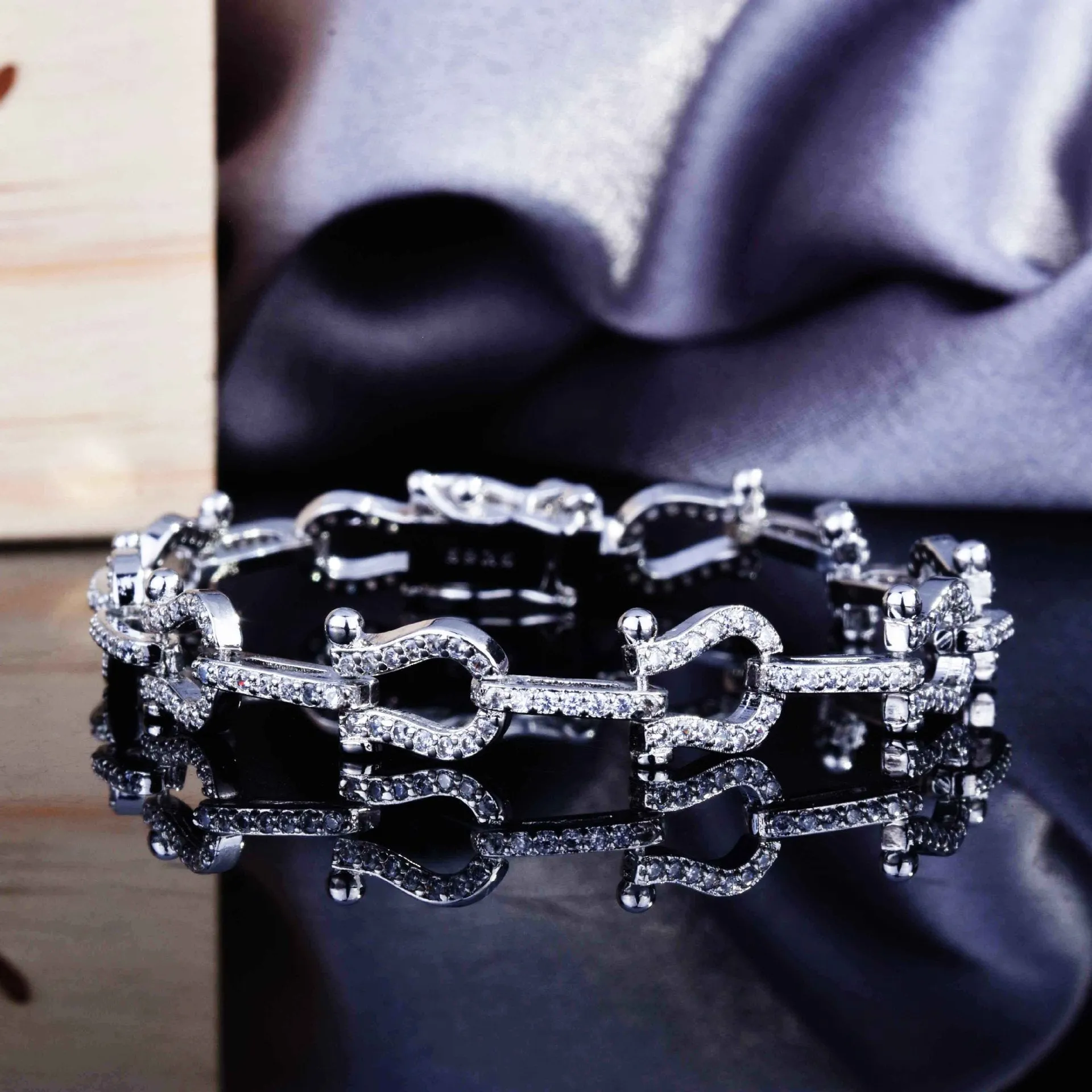 Horseshoe Diamond Stackable Buckle Bracelet