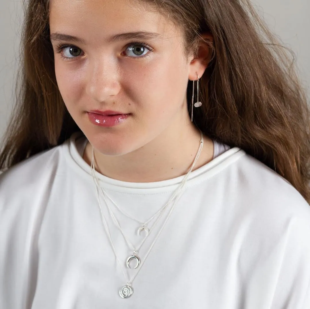 Inner Glow Necklace with a Handmade Moon Crescent in Sterling Silver