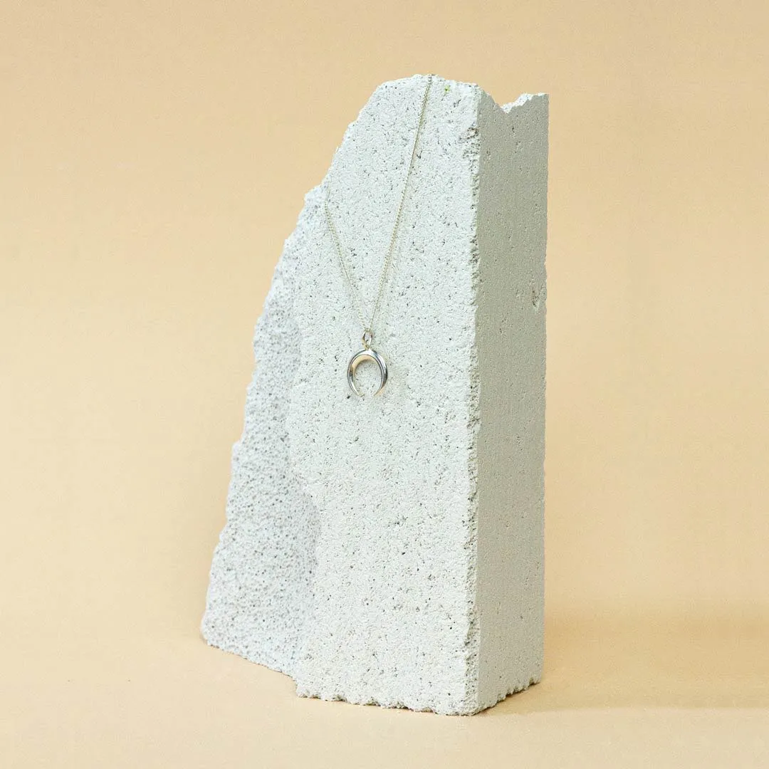 Inner Glow Necklace with a Handmade Moon Crescent in Sterling Silver