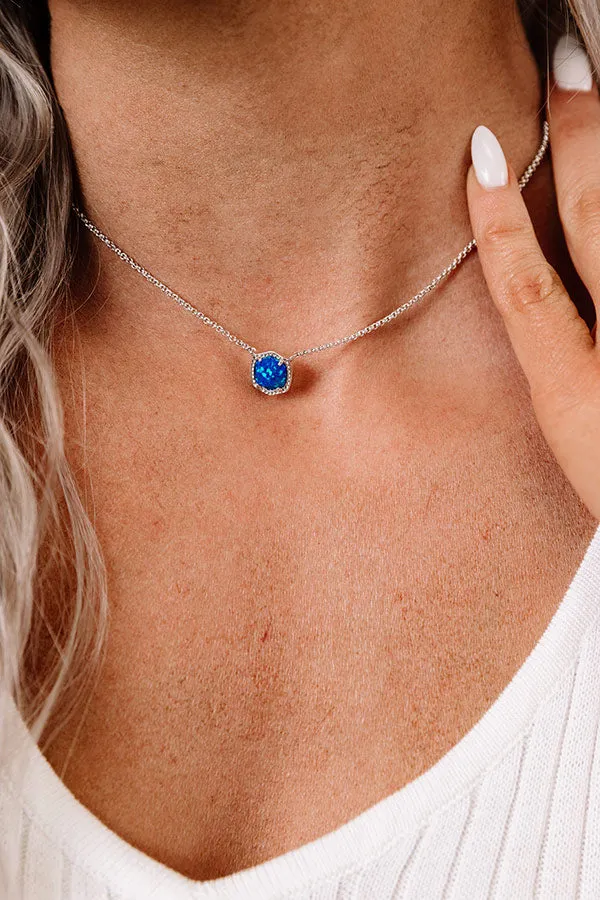 Kendra Scott Davie Silver Pendant Necklace in Royal Blue Kyocera Opal