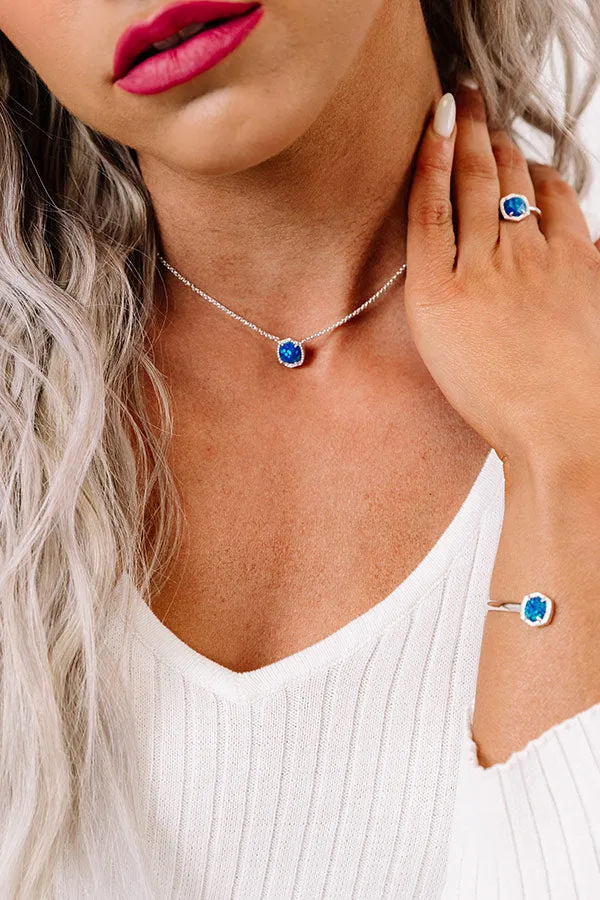 Kendra Scott Davie Silver Pendant Necklace in Royal Blue Kyocera Opal