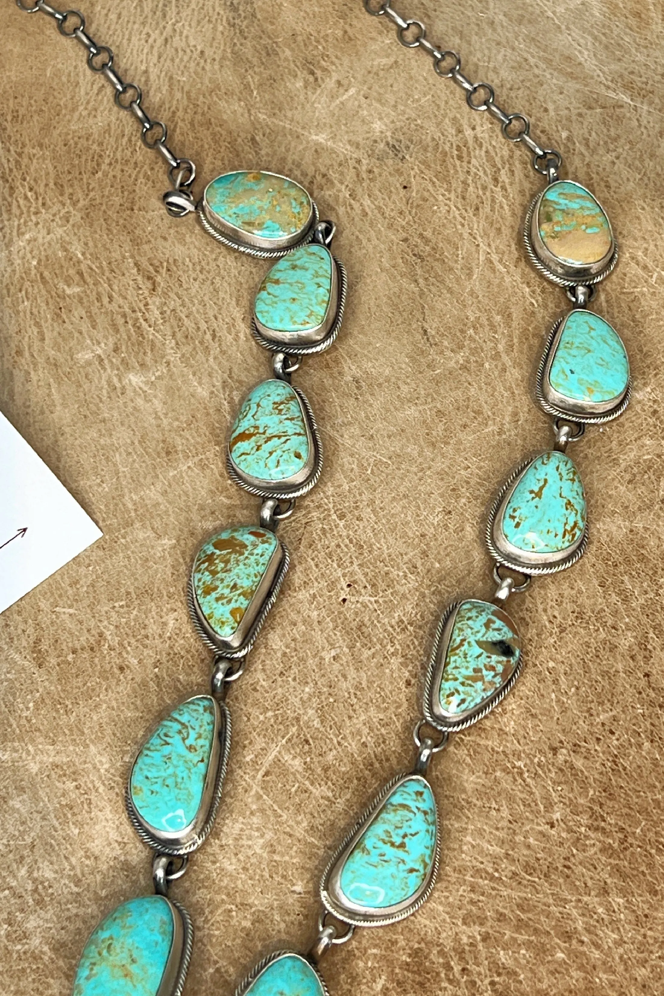 Kingman Turquoise Lariat Necklace & Earrings