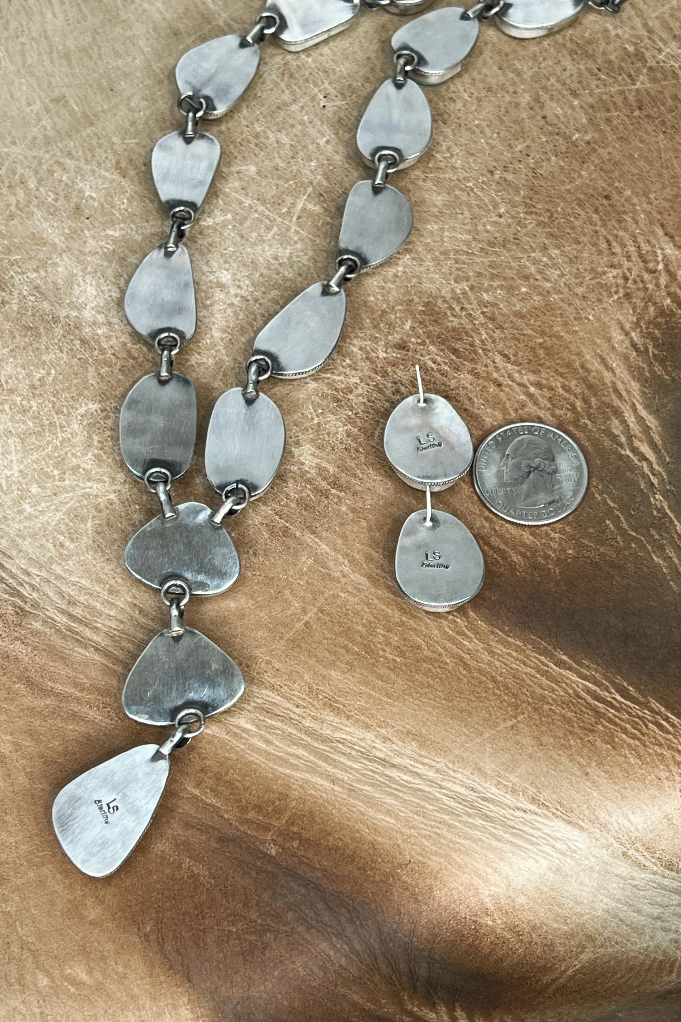 Kingman Turquoise Lariat Necklace & Earrings