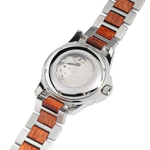 Koa Wood Stainless Steel Mechanical Watch Center Koa Wood Dial